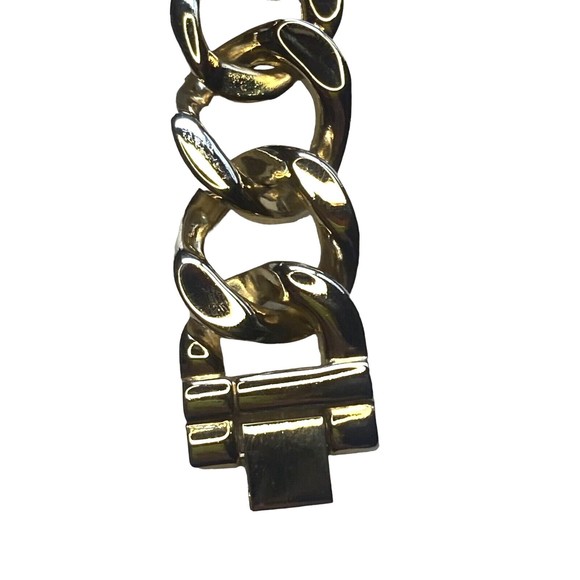 Lemon yellow gold shimmer face watch chunky chain bracelet rhinestones bling - Picture 4 of 12